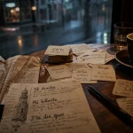 Expressions ch ti à Lille : drache, biloute, boubourse sur une table de café