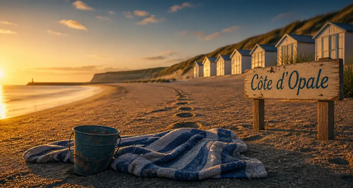 lille plages : Côte d’Opale au coucher du soleil, sable et serviette