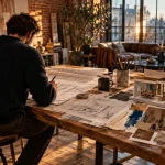 Architecture d'intérieur Lille : salon ancien rénové, volumes réorganisés, verrière et lumière