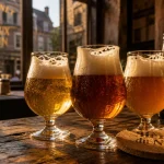 Bières du Nord : bière de garde triple ambrée sur table en bois