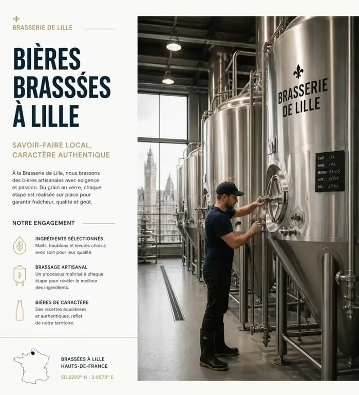 Cuves de brassage dans une brasserie artisanale à visiter à Lille