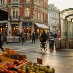 Moulin Lille : marché et rue animée