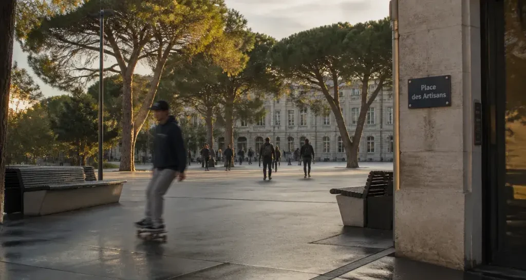 Place des Artisans à Lille, un parvis arboré pensé pour les flux et les pauses