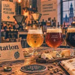 Atelier dégustation bière Lille : verres en table, intérieur d’atelier