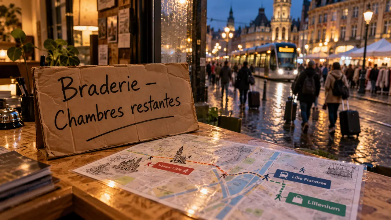 Hotel braderie Lille : chambres restantes près du métro, rue animée